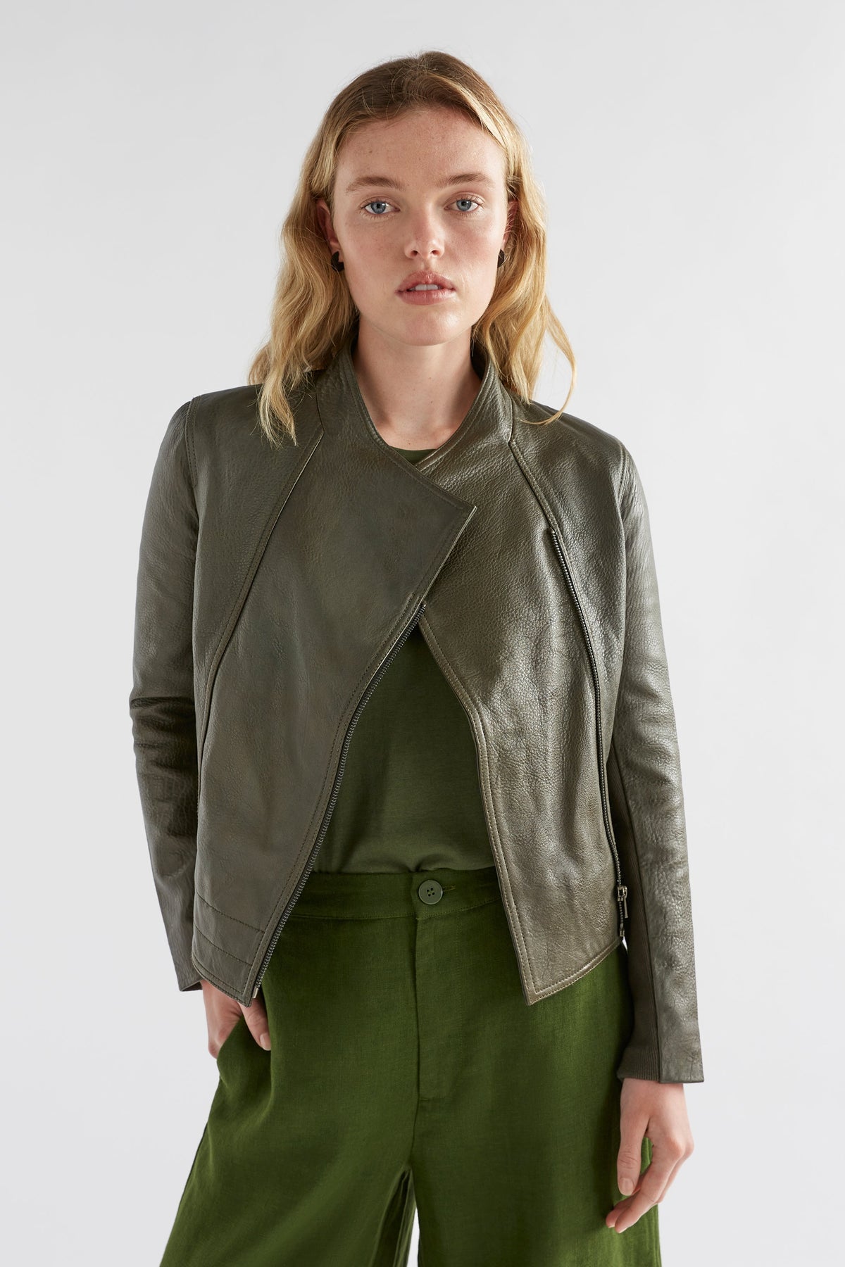Lader Biker Leather Jacket Model Front new Bella | TARMAC